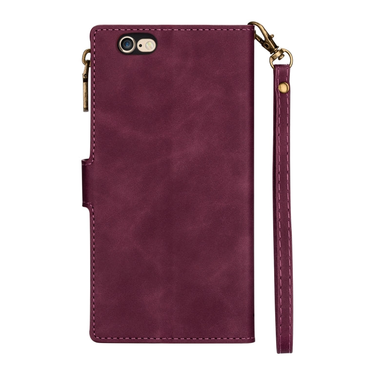 Zipper Multi-card Slots Horizontal Flip PU Leather Case with Holder & Card Slots & Wallet & Lanyard & Photo Frame for iPhone 6s / 6