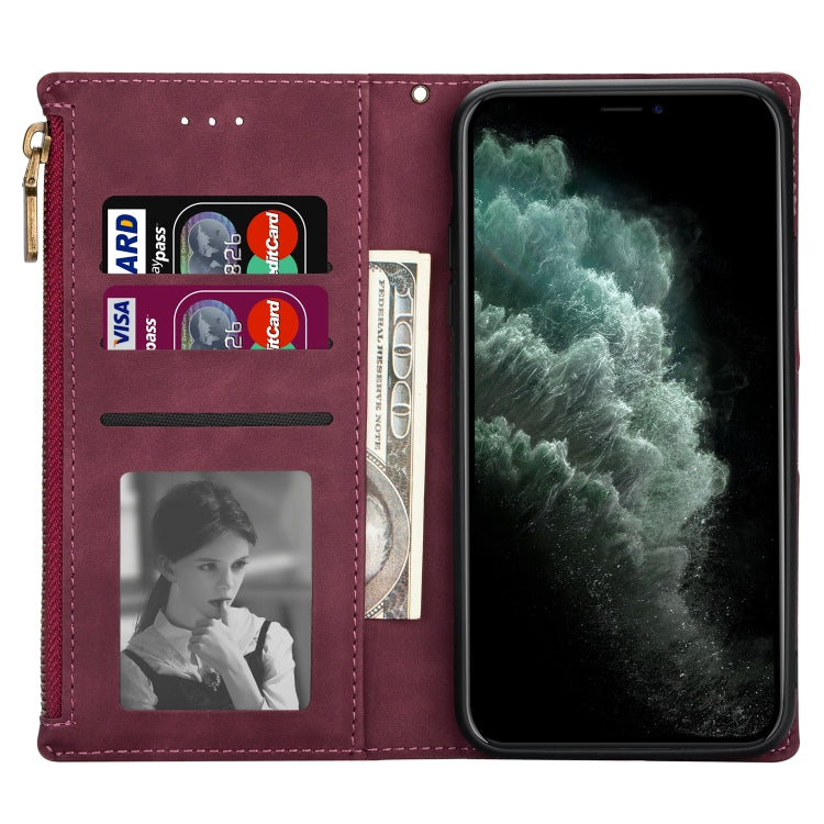 Zipper Multi-card Slots Horizontal Flip PU Leather Case with Holder & Card Slots & Wallet & Lanyard & Photo Frame for iPhone 6s / 6