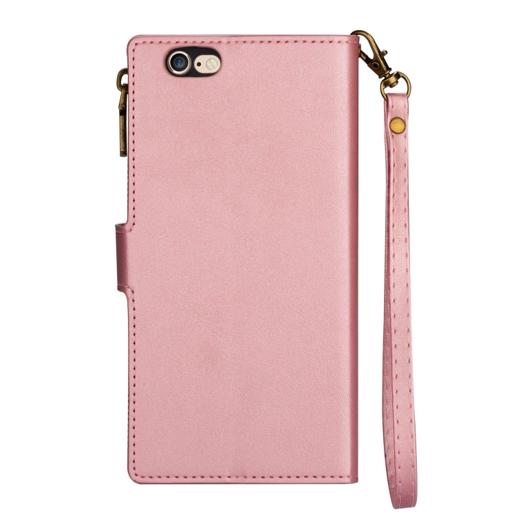 Zipper Multi-card Slots Horizontal Flip PU Leather Case with Holder & Card Slots & Wallet & Lanyard & Photo Frame for iPhone 6s / 6