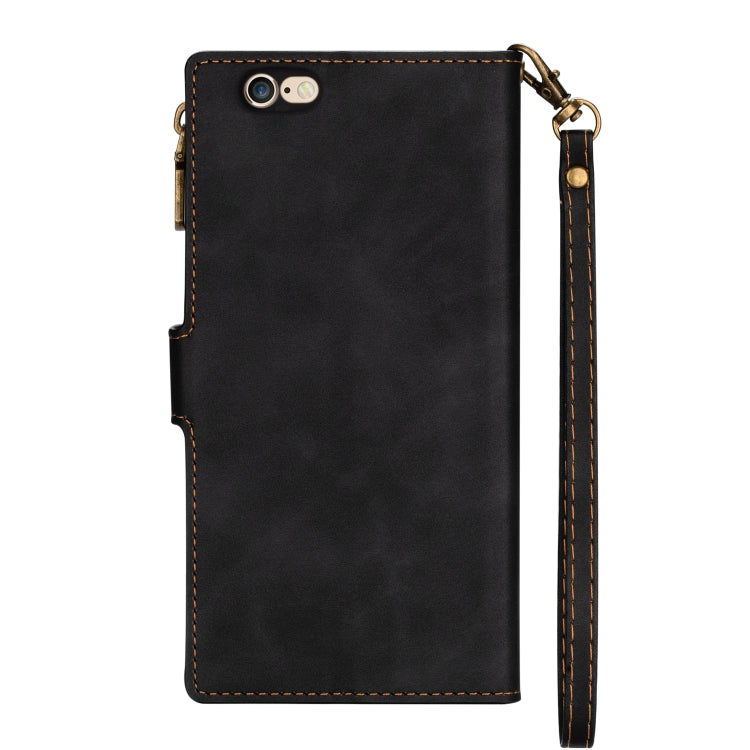 Zipper Multi-card Slots Horizontal Flip PU Leather Case with Holder & Card Slots & Wallet & Lanyard & Photo Frame for iPhone 6s / 6