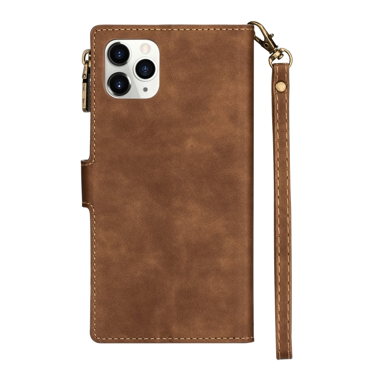 For iPhone 11 Pro Max Zipper Multi-card Slots Horizontal Flip PU Leather Case with Holder & Card Slots & Wallet & Lanyard & Photo Frame