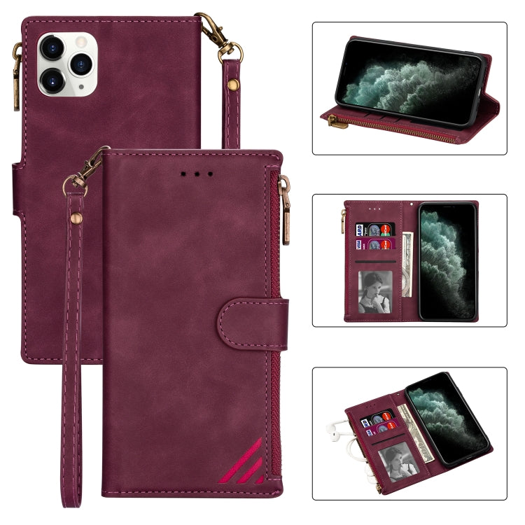 For iPhone 12 mini Zipper Multi-card Slots Horizontal Flip PU Leather Case with Holder & Card Slots & Wallet & Lanyard & Photo Frame