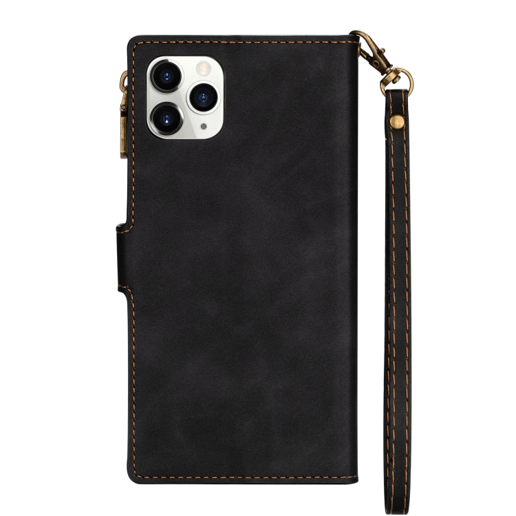 For iPhone 12 mini Zipper Multi-card Slots Horizontal Flip PU Leather Case with Holder & Card Slots & Wallet & Lanyard & Photo Frame