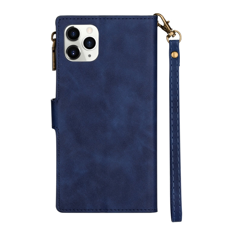 For iPhone 12 mini Zipper Multi-card Slots Horizontal Flip PU Leather Case with Holder & Card Slots & Wallet & Lanyard & Photo Frame