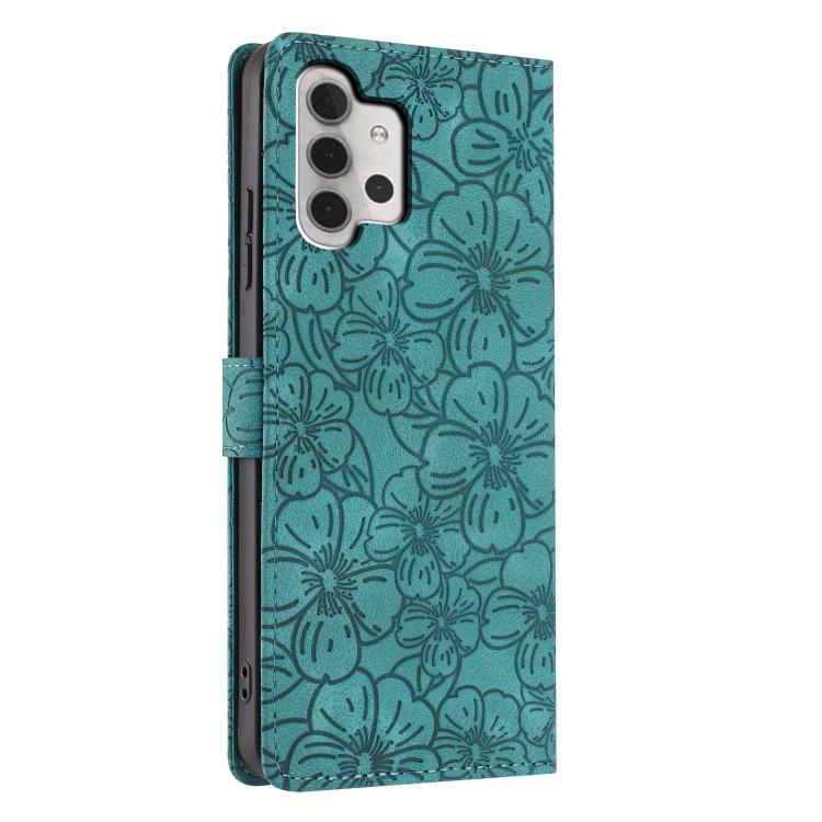 For Samsung Galaxy A13 4G Cherry Blossoms Embossed Leather Phone Case