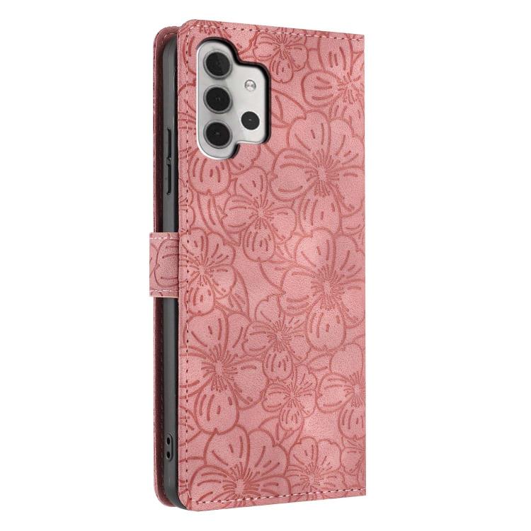 For Samsung Galaxy A13 4G Cherry Blossoms Embossed Leather Phone Case