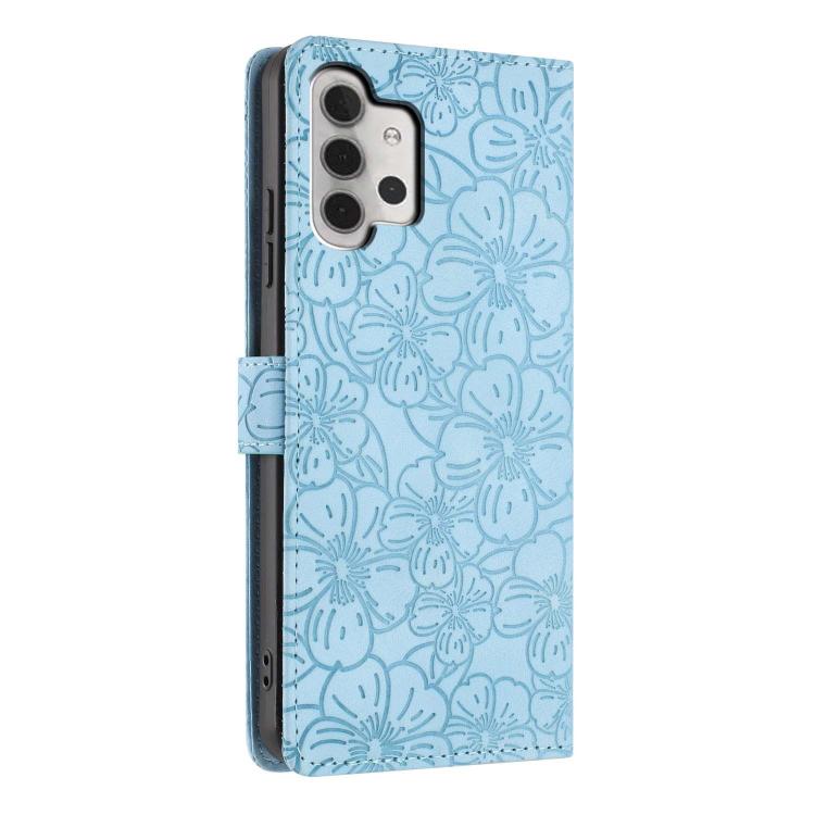 For Samsung Galaxy A13 4G Cherry Blossoms Embossed Leather Phone Case