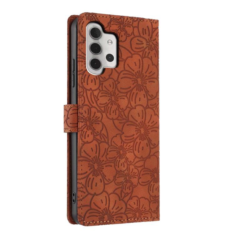 For Samsung Galaxy A13 4G Cherry Blossoms Embossed Leather Phone Case