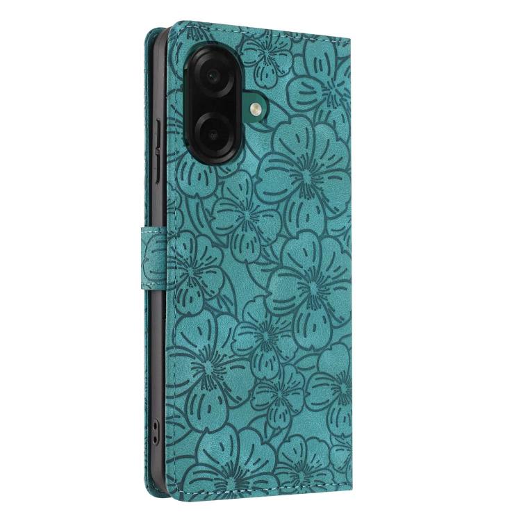 For Samsung Galaxy A05 Cherry Blossoms Embossed Leather Phone Case
