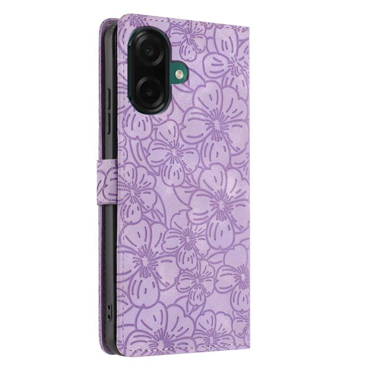 For Samsung Galaxy A05 Cherry Blossoms Embossed Leather Phone Case