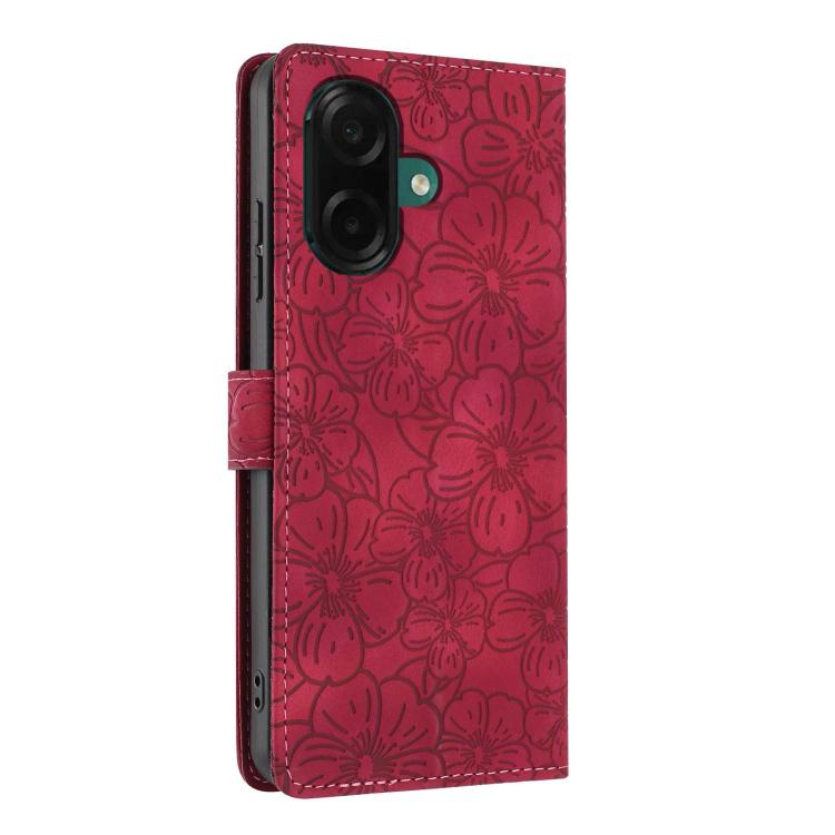 For Samsung Galaxy A05 Cherry Blossoms Embossed Leather Phone Case