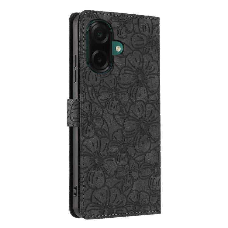 For Samsung Galaxy A05 Cherry Blossoms Embossed Leather Phone Case