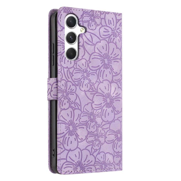 For Samsung Galaxy A15 Cherry Blossoms Embossed Leather Phone Case