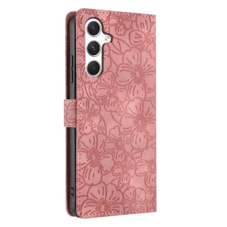 For Samsung Galaxy A15 Cherry Blossoms Embossed Leather Phone Case