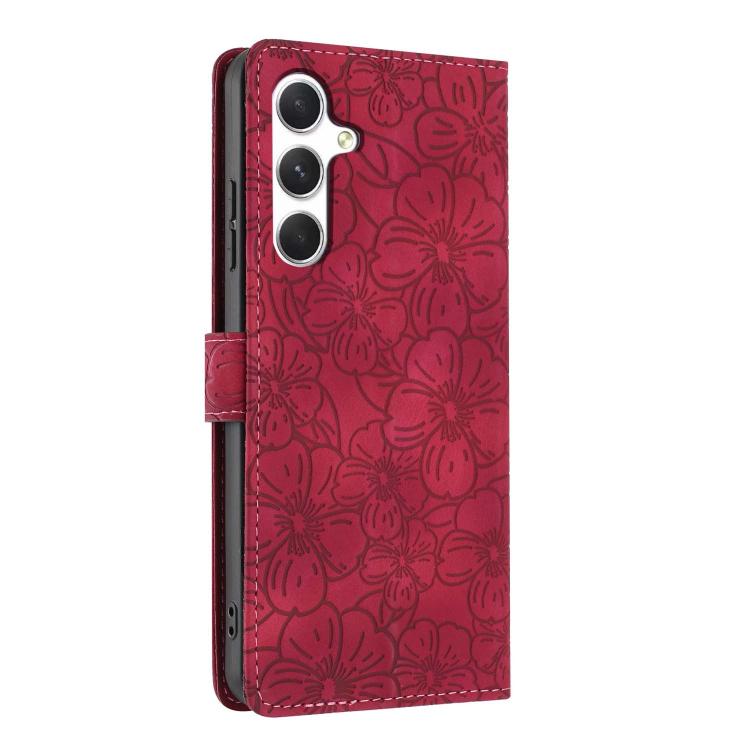 For Samsung Galaxy A25 5G Cherry Blossoms Embossed Leather Phone Case