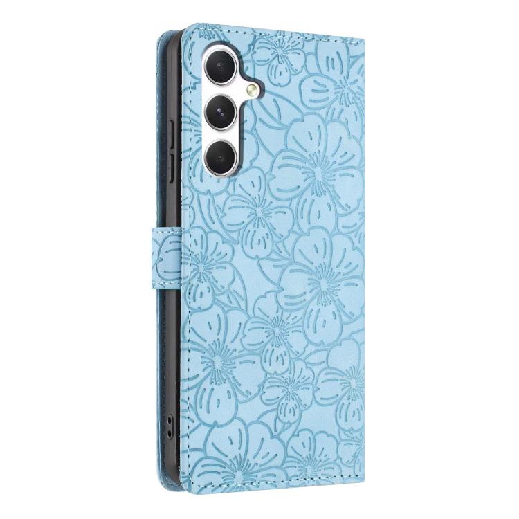 For Samsung Galaxy A25 5G Cherry Blossoms Embossed Leather Phone Case