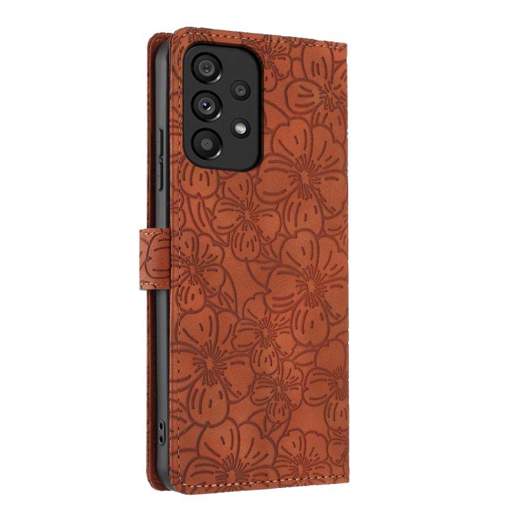 For Samsung Galaxy A33 5G Cherry Blossoms Embossed Leather Phone Case