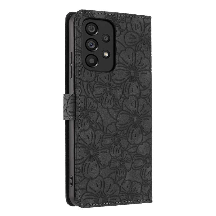 For Samsung Galaxy A33 5G Cherry Blossoms Embossed Leather Phone Case