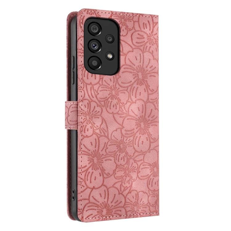 For Samsung Galaxy A53 Cherry Blossoms Embossed Leather Phone Case