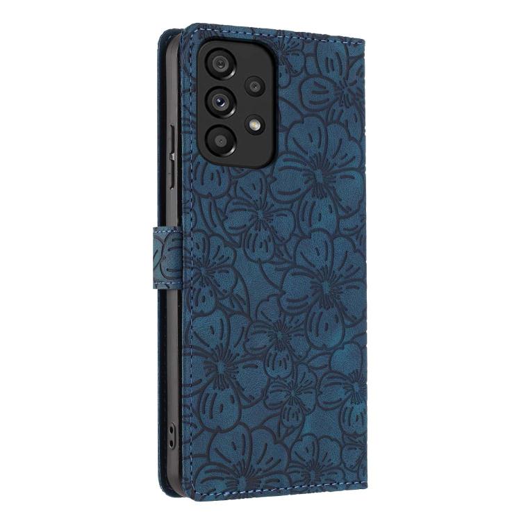 For Samsung Galaxy A53 Cherry Blossoms Embossed Leather Phone Case