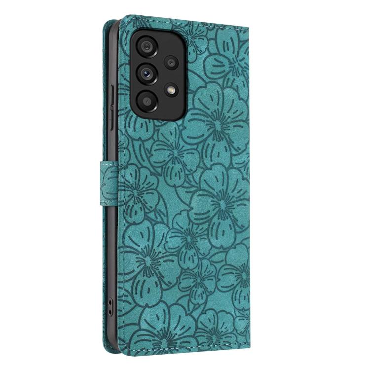 For Samsung Galaxy A73 Cherry Blossoms Embossed Leather Phone Case
