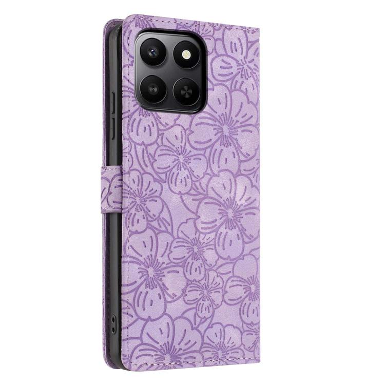 For Honor 400 Smart 5G / 4G Cherry Blossoms Embossed Leather Phone Case