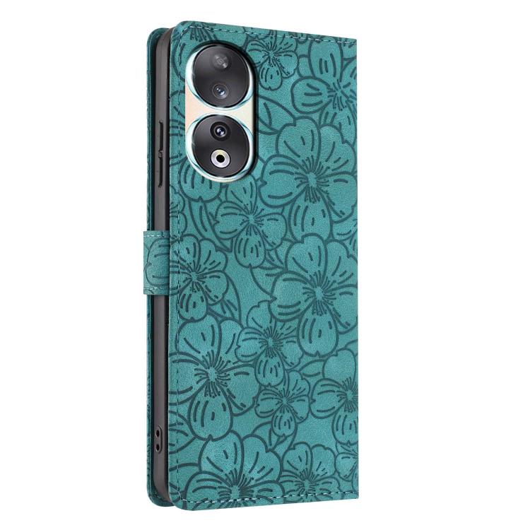For Honor 90 Cherry Blossoms Embossed Leather Phone Case