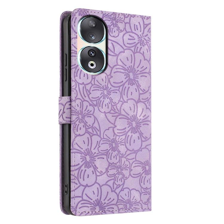 For Honor 90 Cherry Blossoms Embossed Leather Phone Case