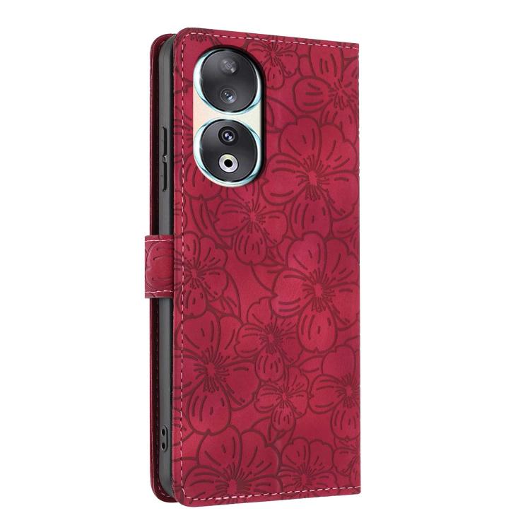 For Honor 90 Cherry Blossoms Embossed Leather Phone Case