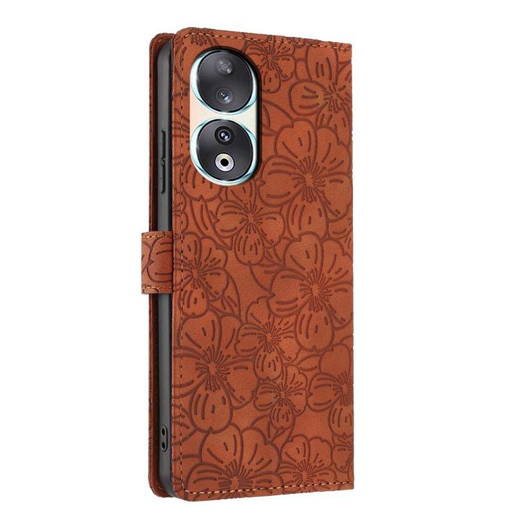 For Honor 90 Cherry Blossoms Embossed Leather Phone Case