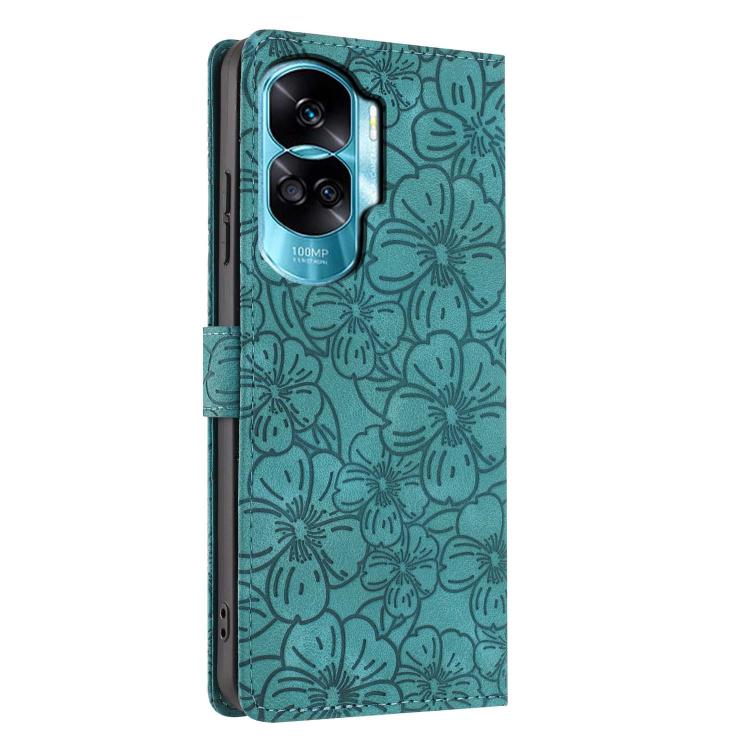 For Honor 90 Lite Cherry Blossoms Embossed Leather Phone Case