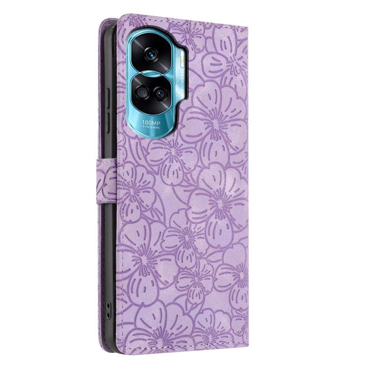 For Honor 90 Lite Cherry Blossoms Embossed Leather Phone Case