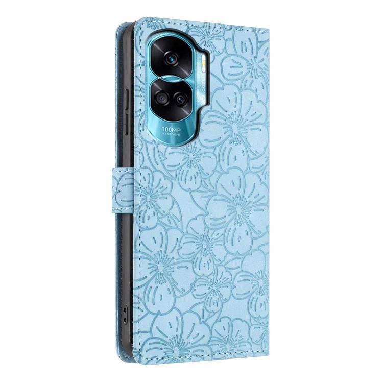 For Honor 90 Lite Cherry Blossoms Embossed Leather Phone Case