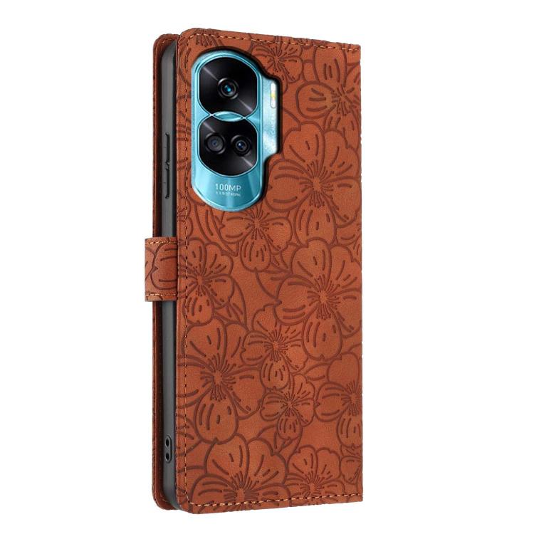 For Honor 90 Lite Cherry Blossoms Embossed Leather Phone Case