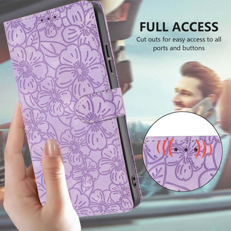 For Honor 200 Cherry Blossoms Embossed Leather Phone Case