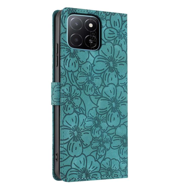 For Honor X5b 4G / X5b Plus 4G Cherry Blossoms Embossed Leather Phone Case