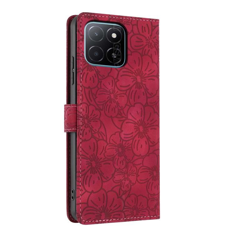 For Honor X5b 4G / X5b Plus 4G Cherry Blossoms Embossed Leather Phone Case
