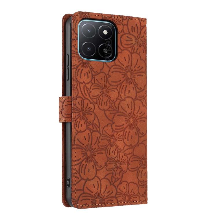 For Honor X5b 4G / X5b Plus 4G Cherry Blossoms Embossed Leather Phone Case