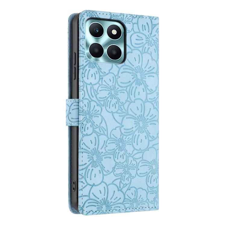 For Honor X6a Cherry Blossoms Embossed Leather Phone Case
