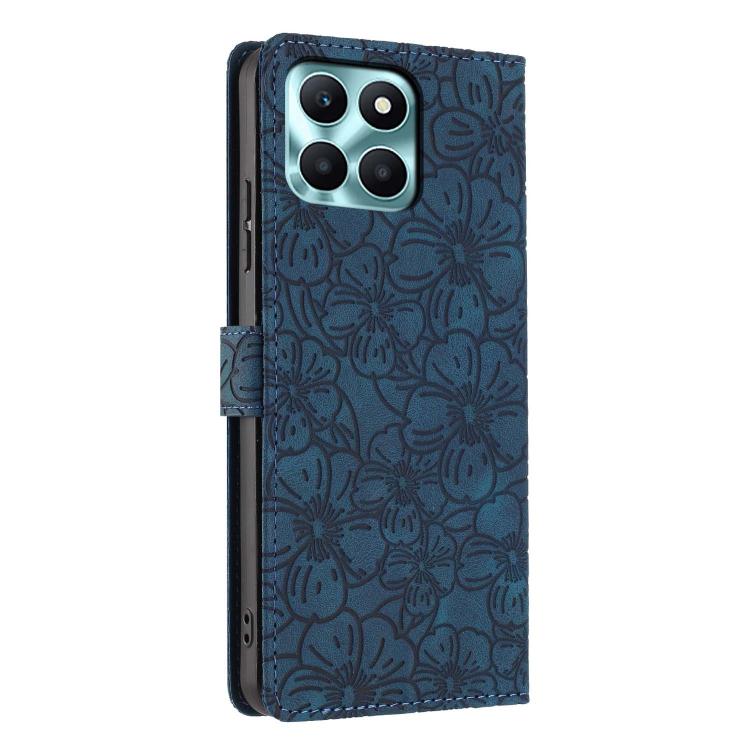 For Honor X6a Cherry Blossoms Embossed Leather Phone Case