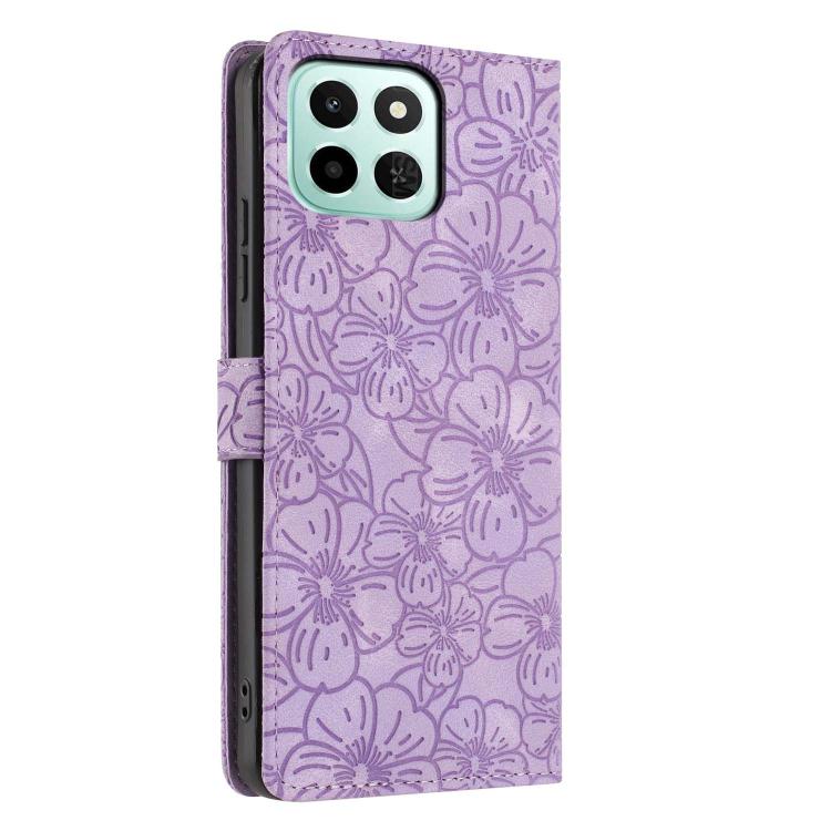 For Honor X6c 4G Cherry Blossoms Embossed Leather Phone Case