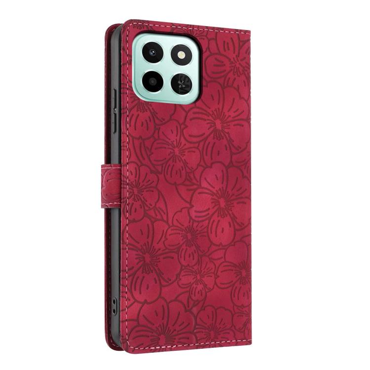 For Honor X6c 4G Cherry Blossoms Embossed Leather Phone Case