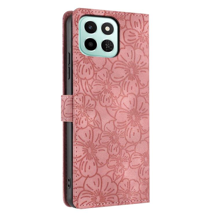 For Honor X6c 4G Cherry Blossoms Embossed Leather Phone Case