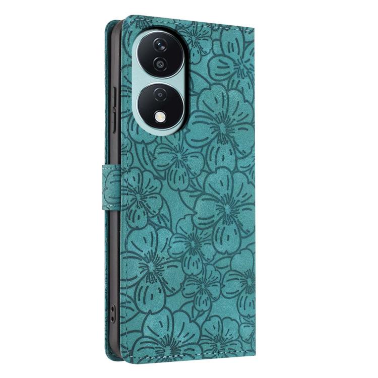 For Honor X7b Cherry Blossoms Embossed Leather Phone Case