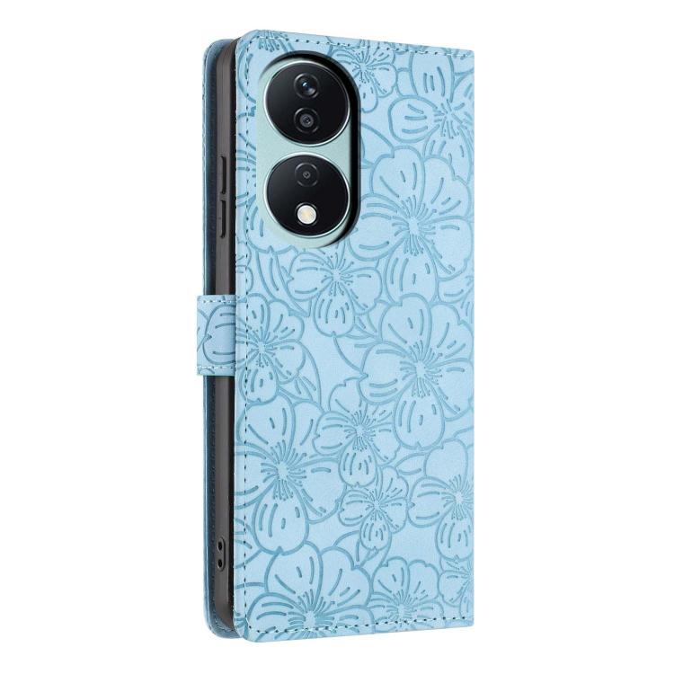 For Honor X7b Cherry Blossoms Embossed Leather Phone Case