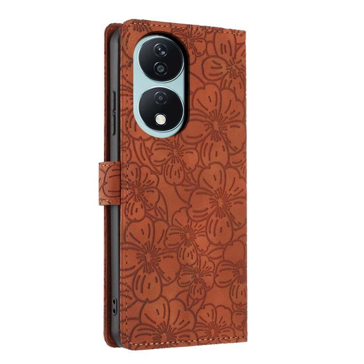 For Honor X7b Cherry Blossoms Embossed Leather Phone Case