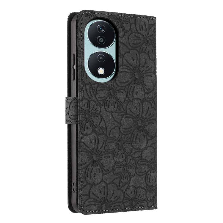 For Honor X7b Cherry Blossoms Embossed Leather Phone Case