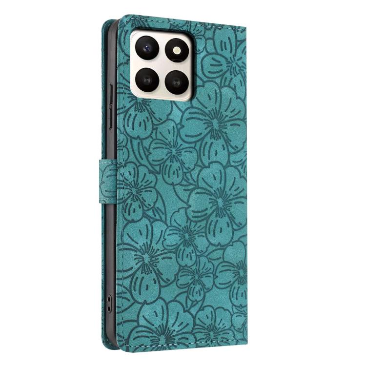 For Honor X7d 5G Cherry Blossoms Embossed Leather Phone Case