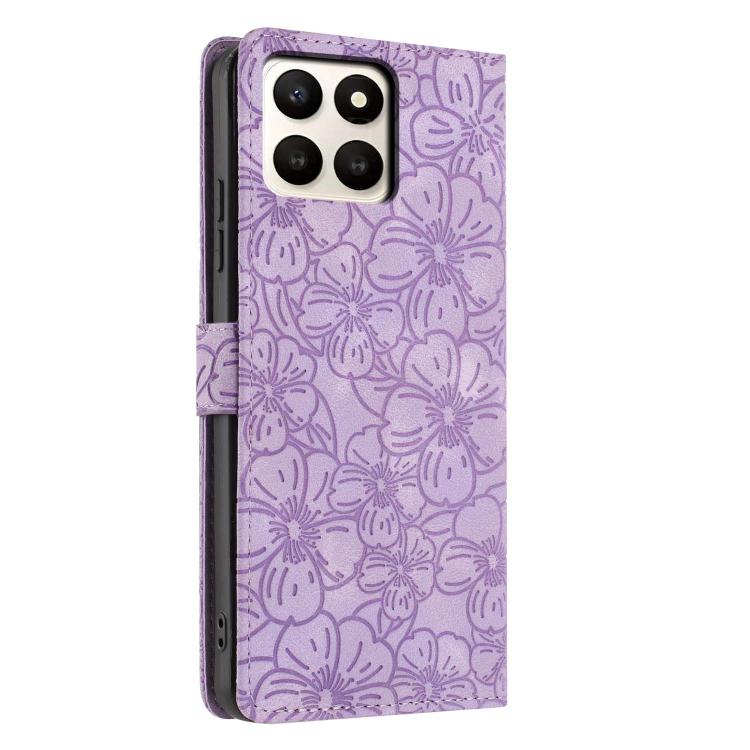 For Honor X7d 5G Cherry Blossoms Embossed Leather Phone Case