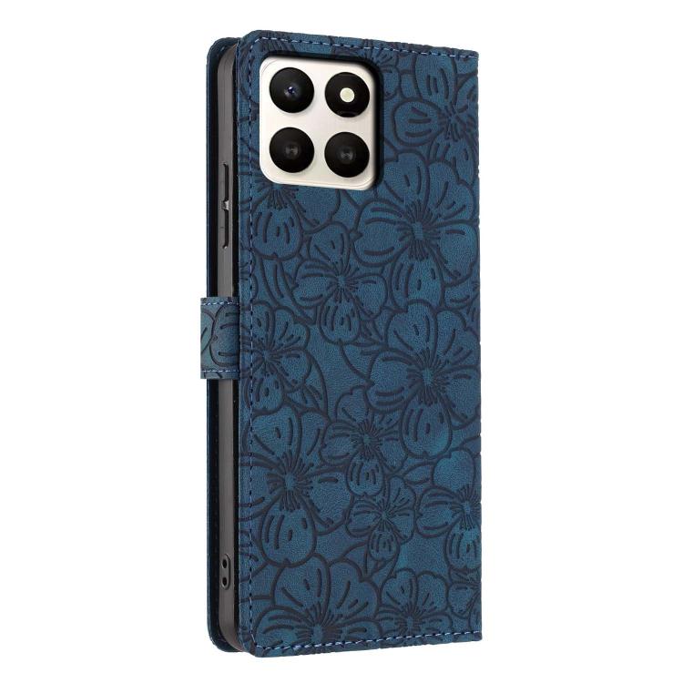 For Honor X7d 5G Cherry Blossoms Embossed Leather Phone Case